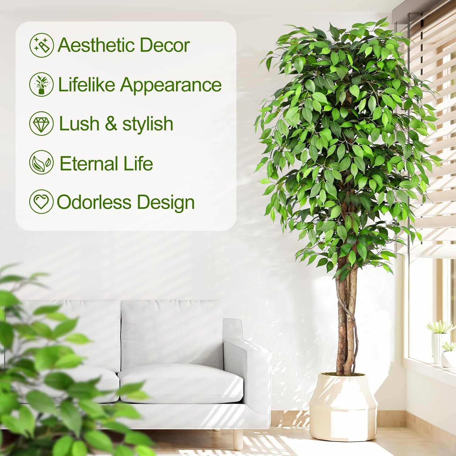 Lifelike Artificial Ficus Tree - Fiddle Leaf Fig ulasan dan harga