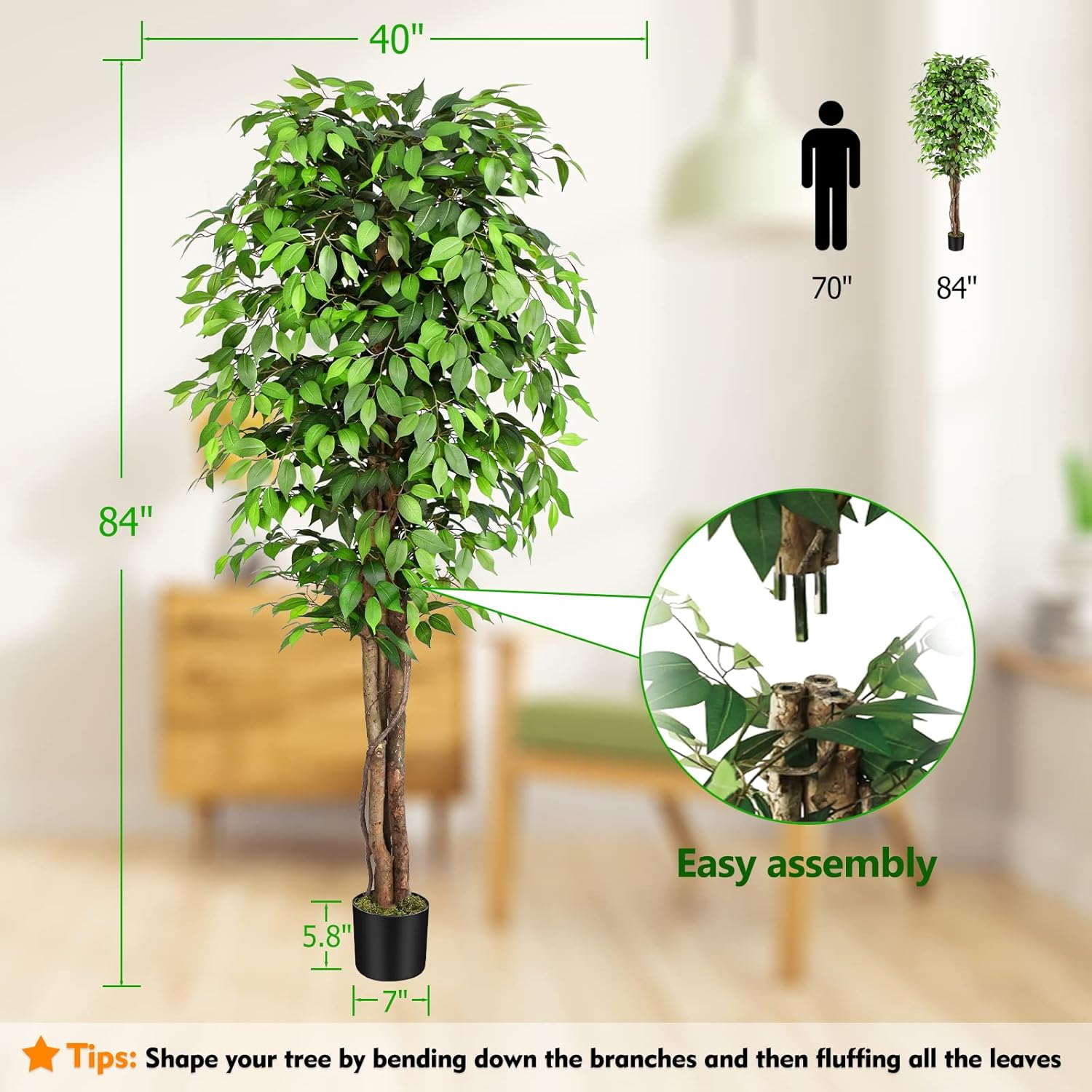 Lifelike Artificial Ficus Tree - Fiddle Leaf Fig ulasan dan harga